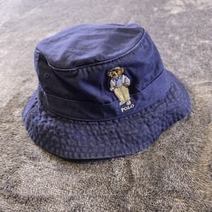 Ralph Lauren Polo Bear Bucket Hat Small / Medium Preppy Bear Blue Twill